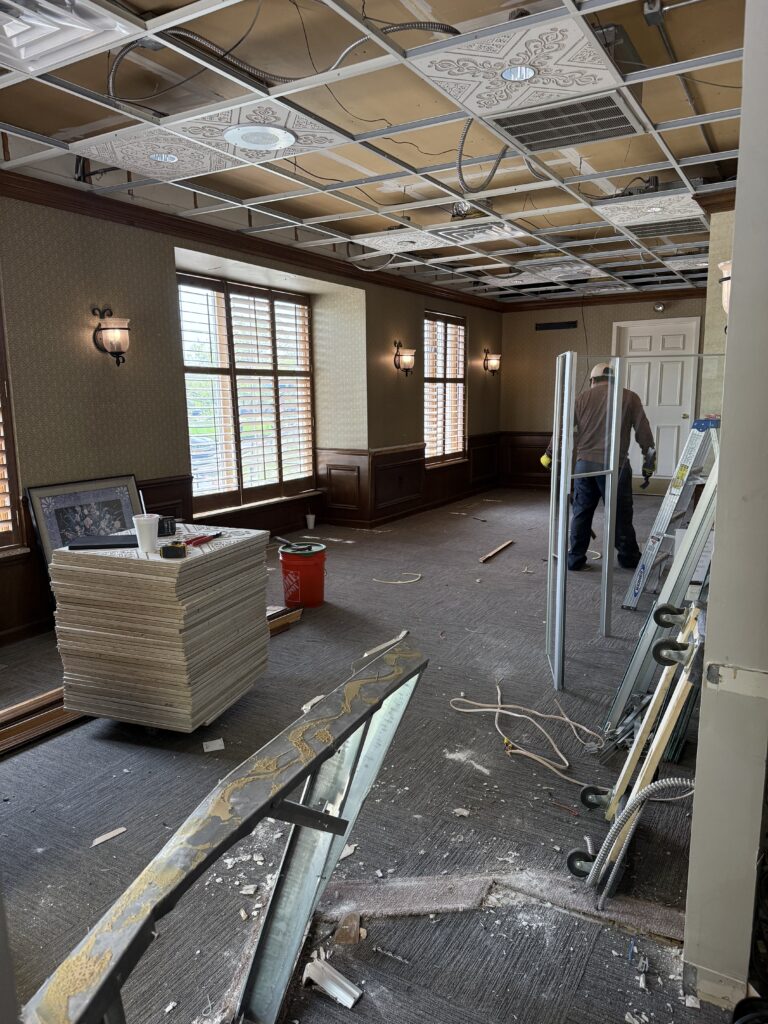 Plymouth Dental Associates reception and waiting area during demolition